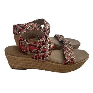 Jessica Simpson Women's Leila Pink Brown Gold Espadrille Wedge Sandals Size 8.5